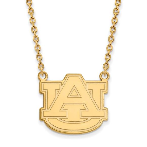 14k Gold Plated Silver Auburn U Large 'AU' Pendant Necklace